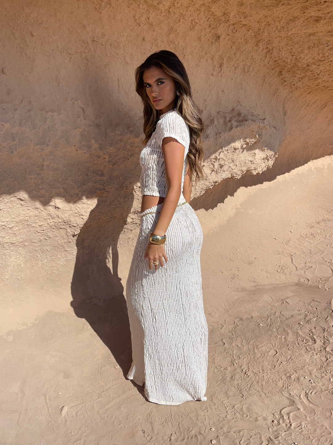 Sienna | Cap Sleeve Cropped Tee - Ivory