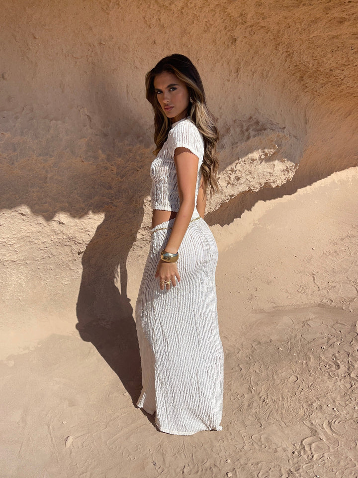 Sienna | Cap Sleeve Cropped Tee - Ivory