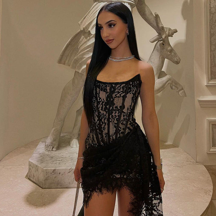 Willow | Lace Splicing Strapless Bodycon Dress