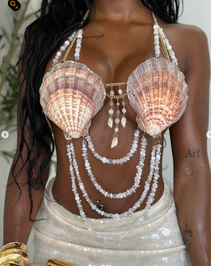 Luna | Beaded Halter Neck Backless Bikini Body Chain