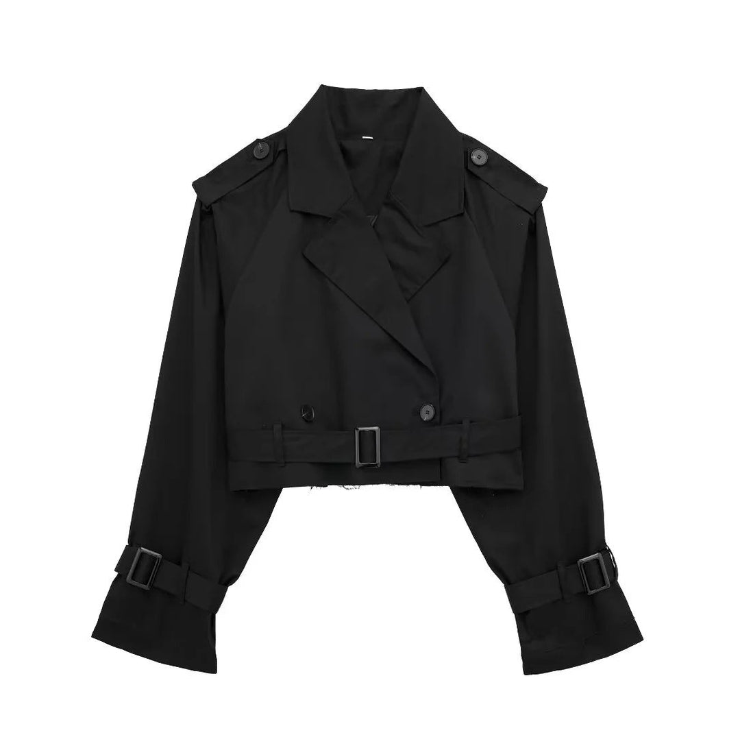 Lylah Cropped Belted Trench Coat
