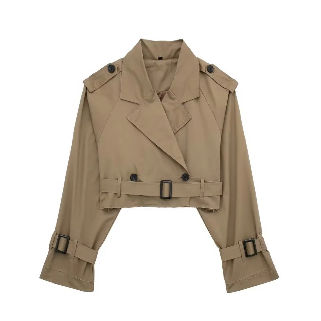 Lylah Cropped Belted Trench Coat