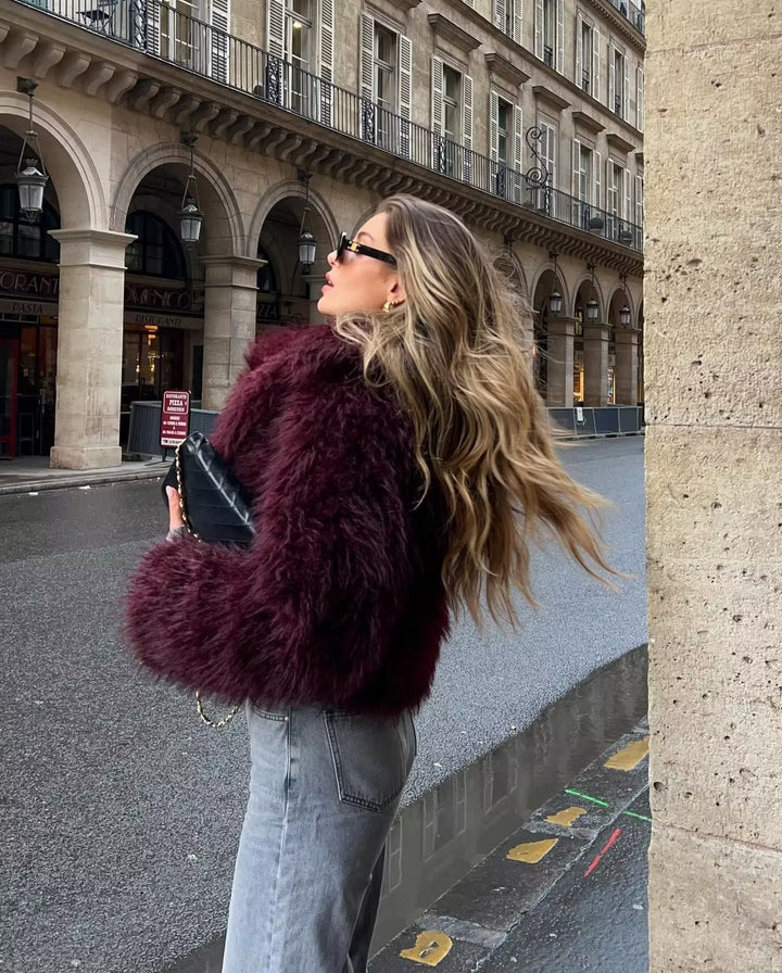 Noemi Cropped Fluffy Jacket