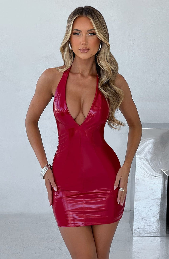 Leila | Halter V-Neck Bodycon Mini Dress